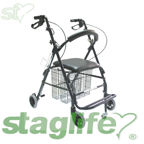 Andador con 4 ruedas asiento y frenos (aluminio)