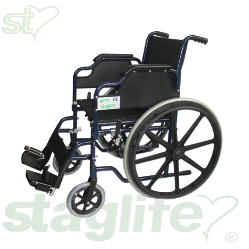 Silla ruedas acero azul T-46 600 mm radios PVC