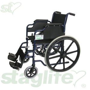 Silla ruedas acero azul T-46 600 mm radios PVC