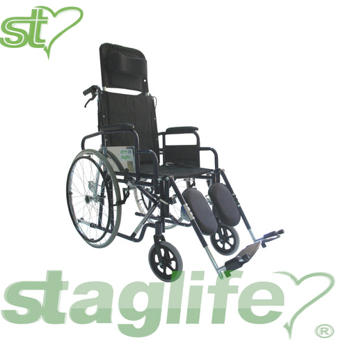 Silla ruedas respaldo reclinable acero azul 600 mm T-43