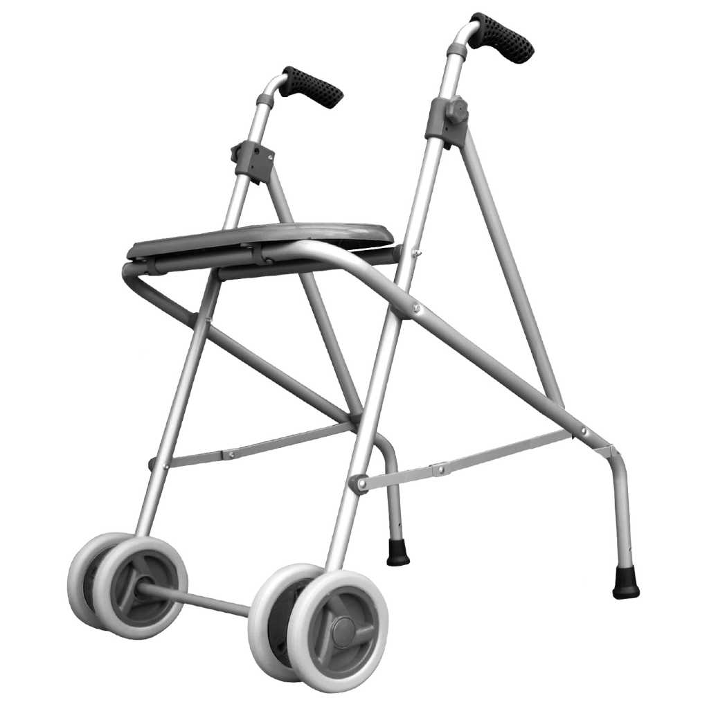 Andador con ruedas delanteras y asiento (aluminio)