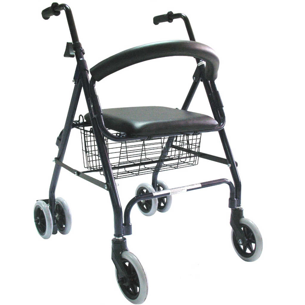 Andador con 4 ruedas y asiento (aluminio)